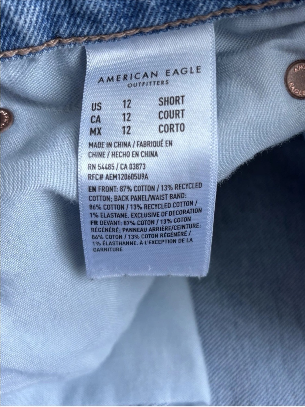 American Eagle AE 12 Short Strigid Stovepipe High Waist Blue Jeans Wide Leg - Picture 8 of 10